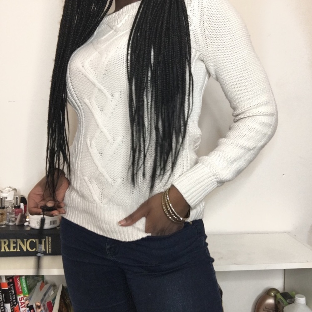 Women’s Woven Sweater in White/Cream Color